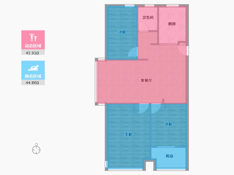 浙江省-杭州市-融创金成西溪海-81.09-户型库-动静分区