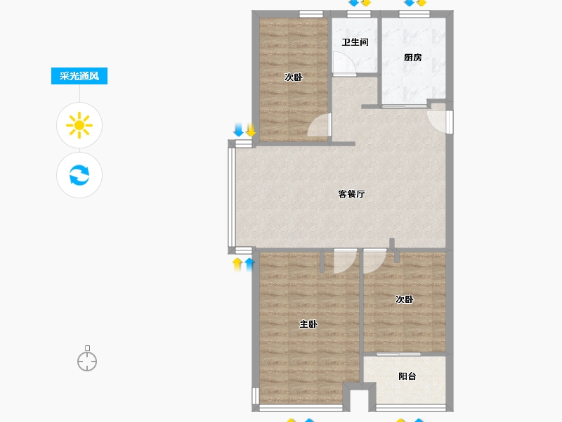 浙江省-杭州市-融创金成西溪海-81.09-户型库-采光通风