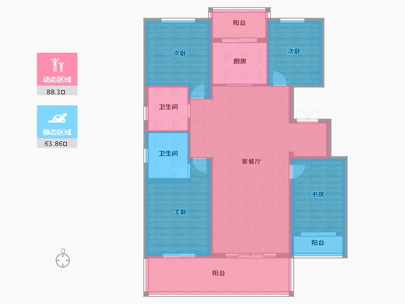 辽宁省-盘锦市-公园里-137.92-户型库-动静分区