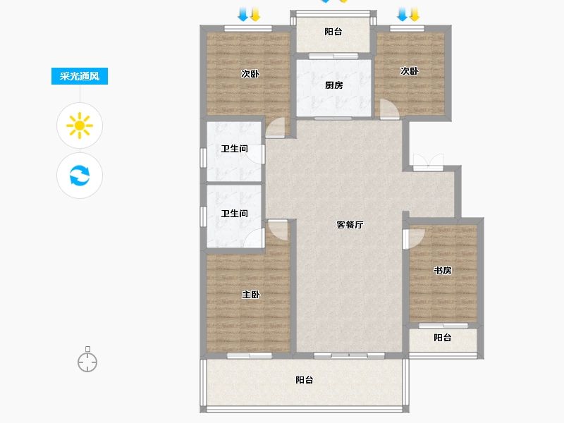 辽宁省-盘锦市-公园里-137.92-户型库-采光通风