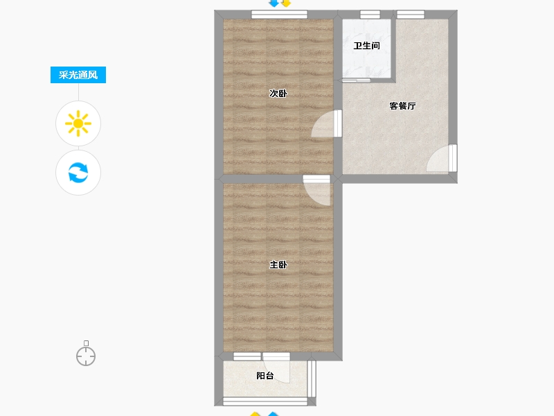 北京-北京市-劲松四区-46.82-户型库-采光通风