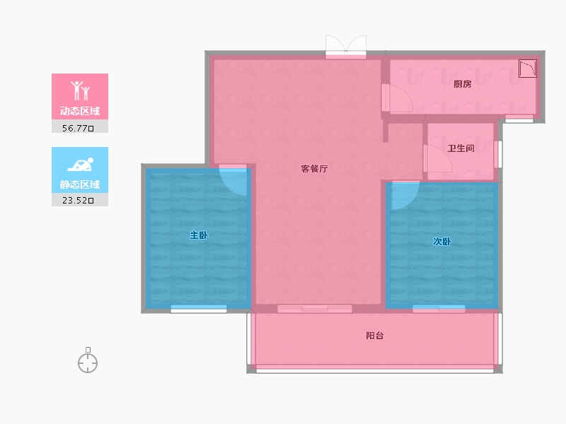 陕西省-宝鸡市-海澜湾-71.58-户型库-动静分区