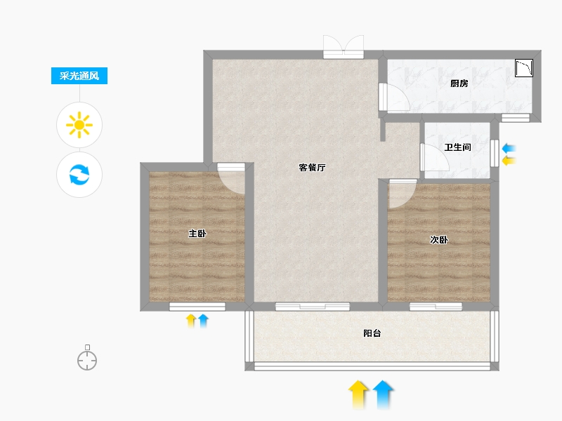 陕西省-宝鸡市-海澜湾-71.58-户型库-采光通风