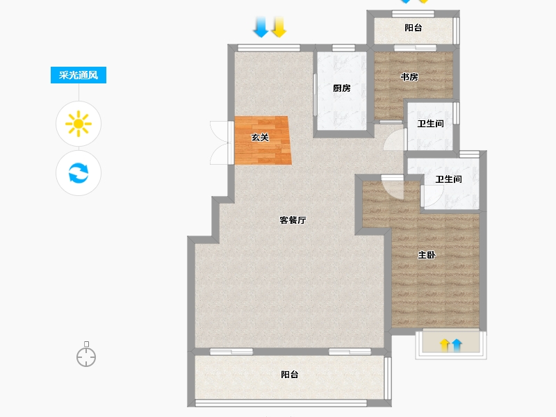 安徽省-合肥市-城建琥珀东华府-99.00-户型库-采光通风