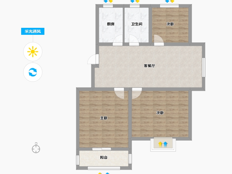 河南省-安阳市-凤宝紫园-80.00-户型库-采光通风