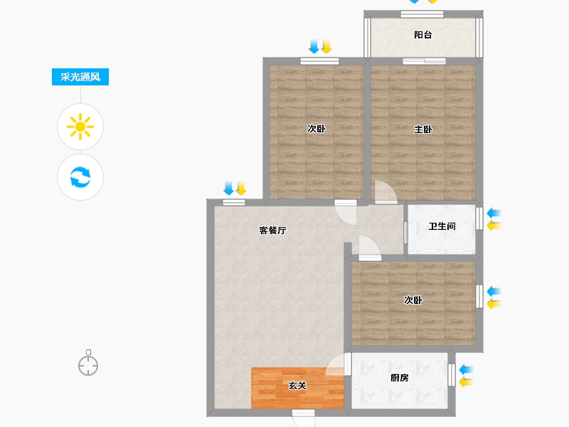 山西省-吕梁市-御景花园-98.23-户型库-采光通风