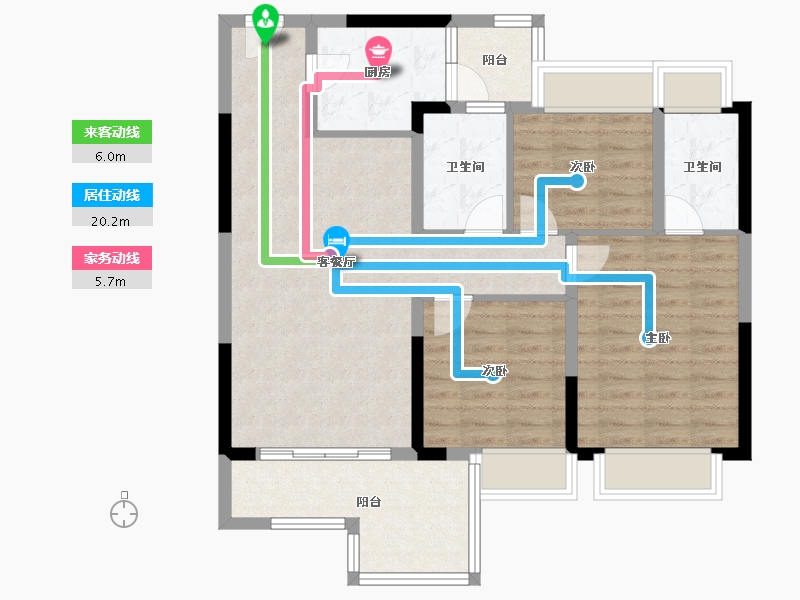 四川省-成都市-翡翠湾-88.96-户型库-动静线