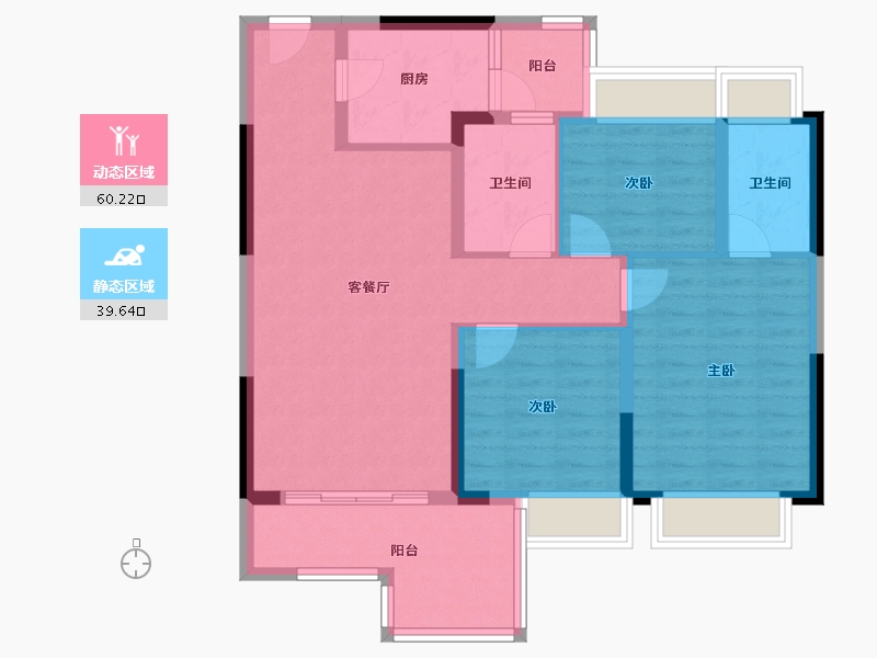 四川省-成都市-翡翠湾-88.96-户型库-动静分区