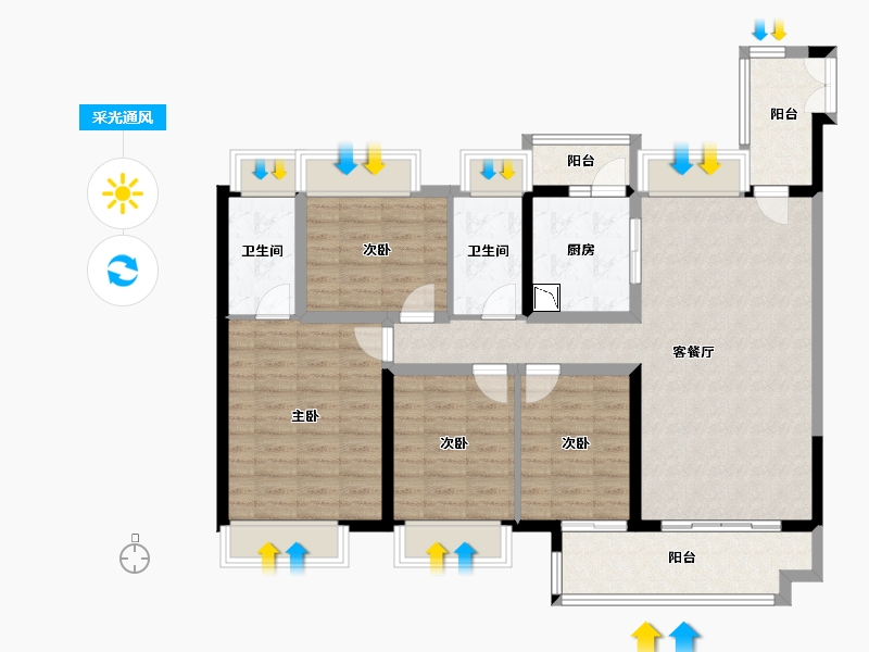 广东省-佛山市-保利翡翠公馆-110.04-户型库-采光通风