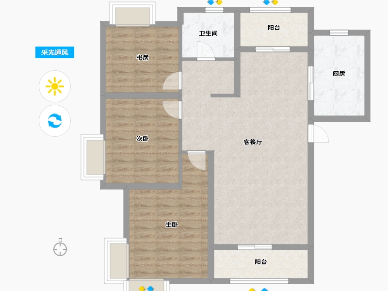 江苏省-淮安市-绿地世纪城-97.82-户型库-采光通风