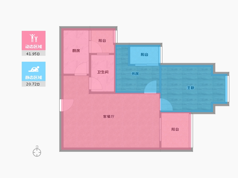 重庆-重庆市-旭阳台北城-56.44-户型库-动静分区