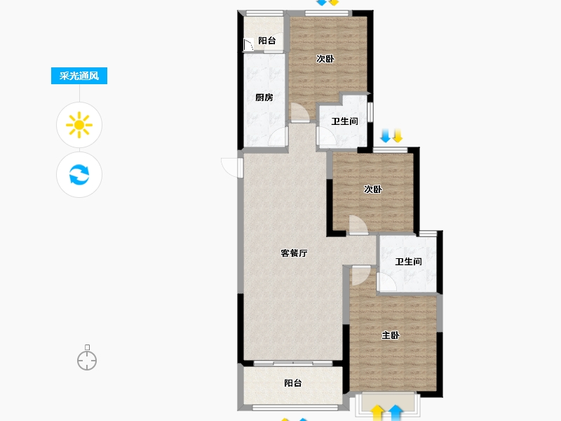 河南省-驻马店市-恒大名都-106.99-户型库-采光通风