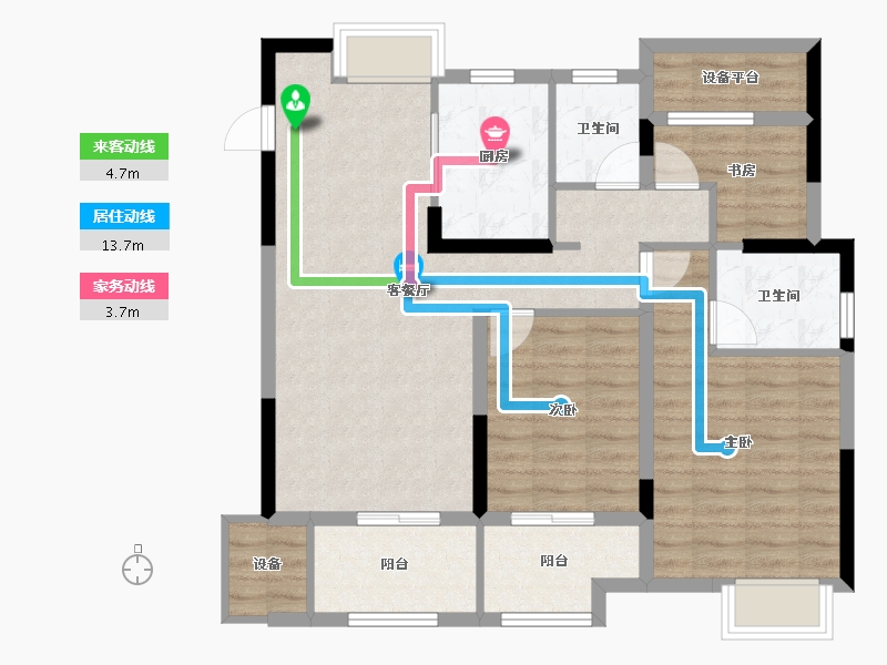 浙江省-嘉兴市-富盛名邸-88.80-户型库-动静线