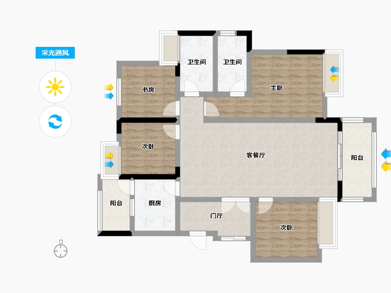 重庆-重庆市-金科御景江湾-111.03-户型库-采光通风