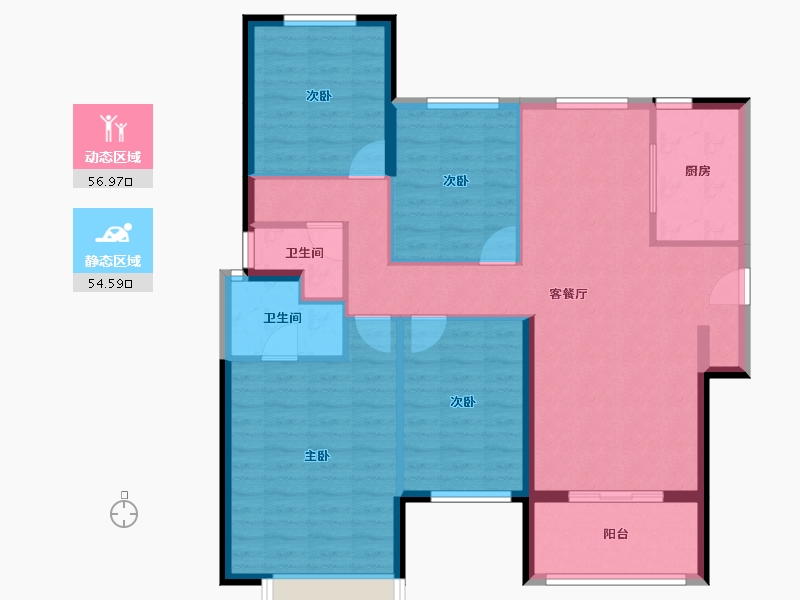 湖南省-长沙市-万科金域国际-100.58-户型库-动静分区