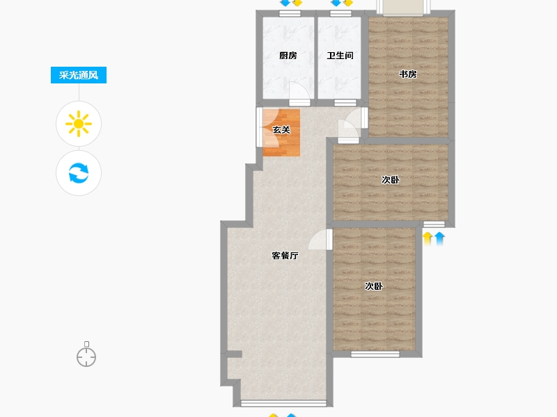 江苏省-盐城市-华夏绿城-87.30-户型库-采光通风