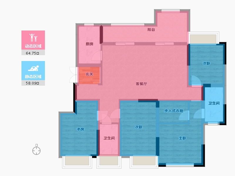 四川省-成都市-观岭国际社区翡翠湾-109.04-户型库-动静分区