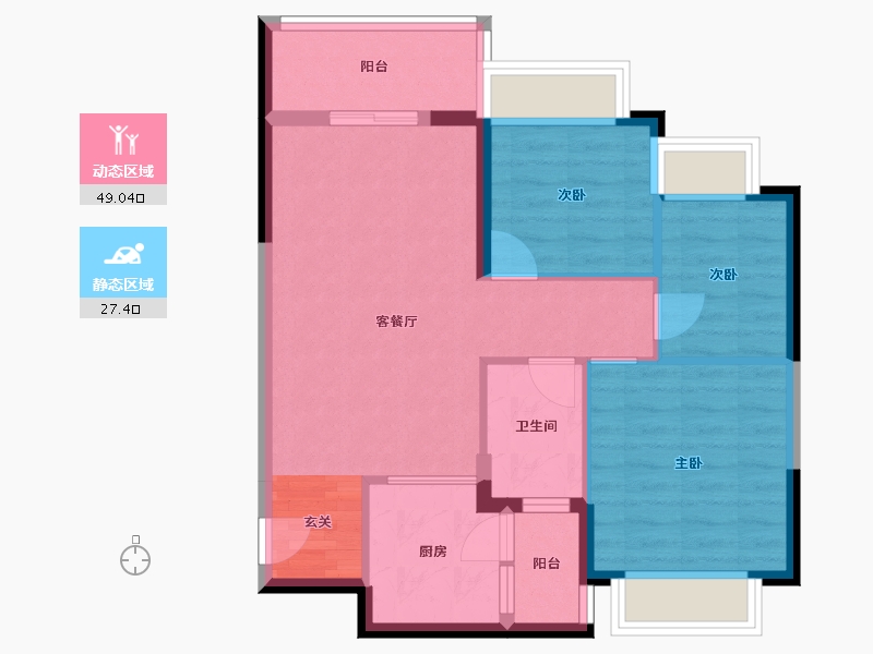 四川省-成都市-恒大滨河左岸-68.25-户型库-动静分区