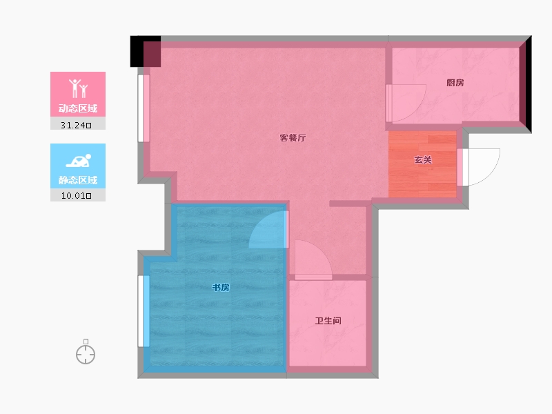 四川省-成都市-朗诗上林熙华府SOHO-36.63-户型库-动静分区