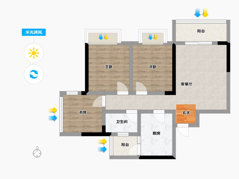 四川省-成都市-空港云尚-66.44-户型库-采光通风