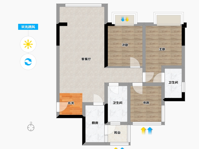 四川省-成都市-空港云尚-74.37-户型库-采光通风