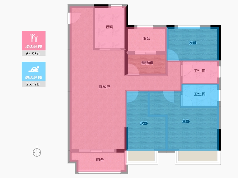 浙江省-湖州市-碧桂园铂悦府-91.00-户型库-动静分区