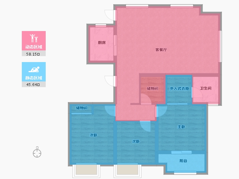 河北省-秦皇岛市-北戴河孔雀城-92.95-户型库-动静分区