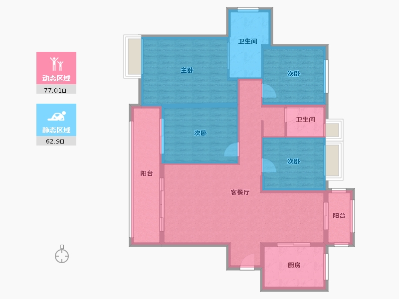 福建省-泉州市-龙湖嘉天下-126.45-户型库-动静分区