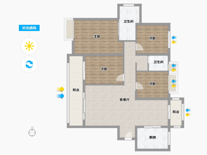 福建省-泉州市-龙湖嘉天下-126.45-户型库-采光通风