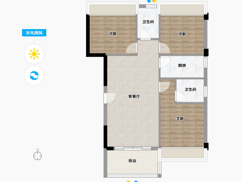 广东省-江门市-御景湾-78.53-户型库-采光通风