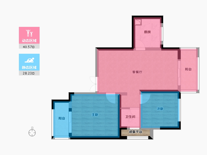 河南省-郑州市-永威南越三期禧苑三号楼号楼一单元-61.88-户型库-动静分区