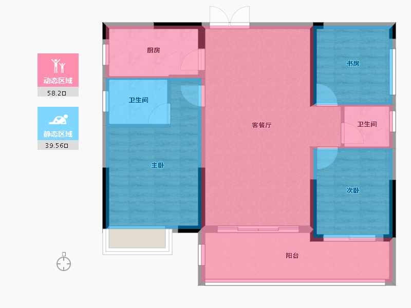 湖南省-郴州市-雄森华府-88.42-户型库-动静分区