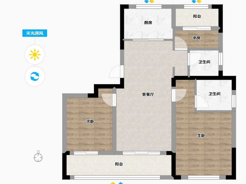 浙江省-绍兴市-阳光城元垄璞悦-78.78-户型库-采光通风