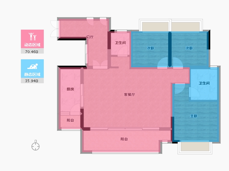 重庆-重庆市-金科城-95.48-户型库-动静分区