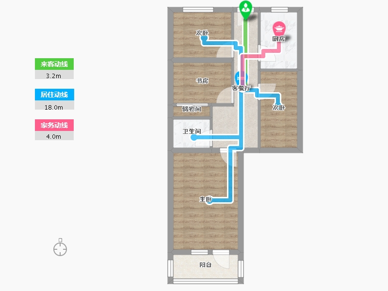 北京-北京市-月坛南街18号院-54.53-户型库-动静线