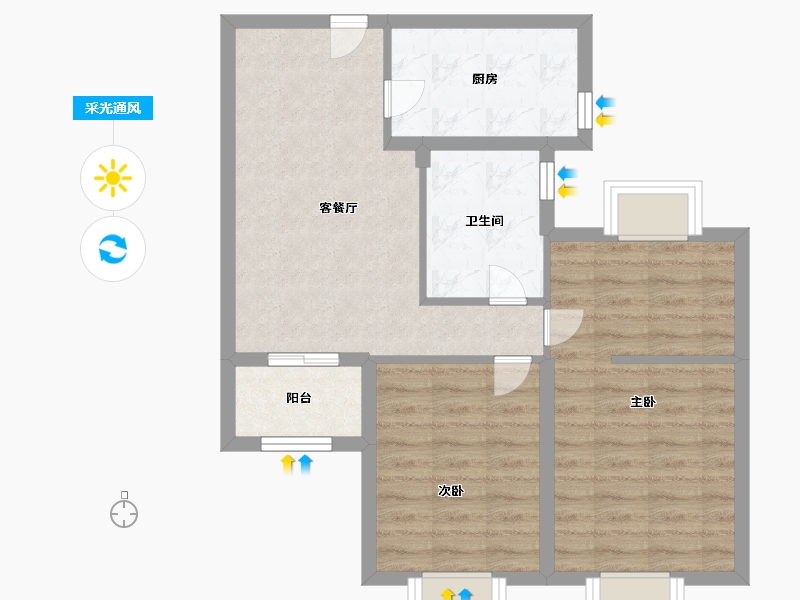 湖北省-武汉市-龙湖春江郦城-65.00-户型库-采光通风