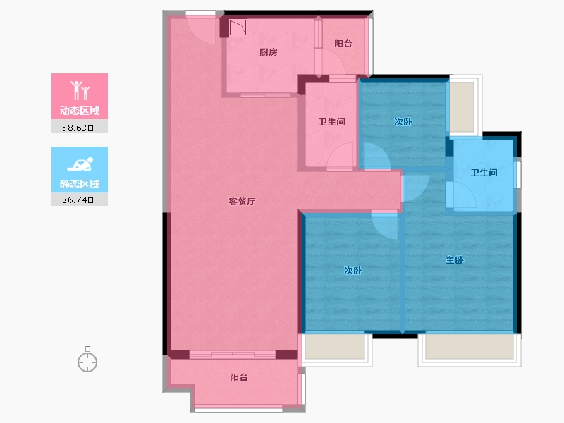 湖南省-株洲市-美的梧桐庄园-85.06-户型库-动静分区