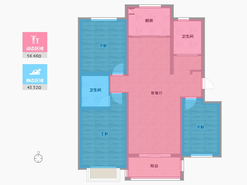 山西省-朔州市-鸿福嘉园-88.99-户型库-动静分区