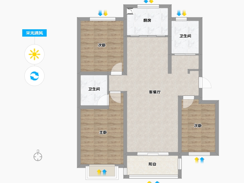 山西省-朔州市-鸿福嘉园-88.99-户型库-采光通风