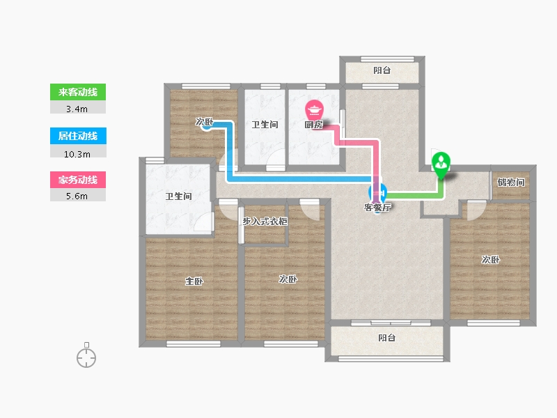 河北省-唐山市-仁恒公园四季-134.23-户型库-动静线