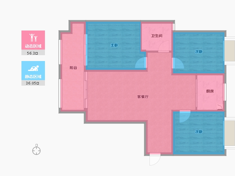 江苏省-南京市-荣盛鹭岛荣府-82.71-户型库-动静分区