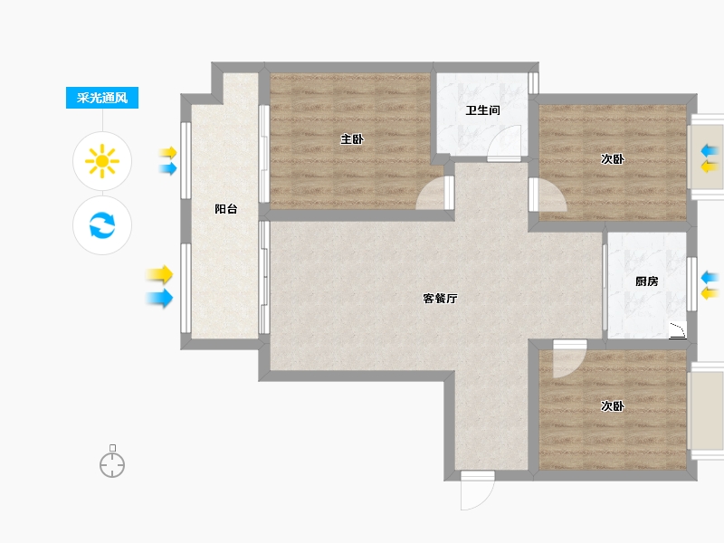 江苏省-南京市-荣盛鹭岛荣府-82.71-户型库-采光通风