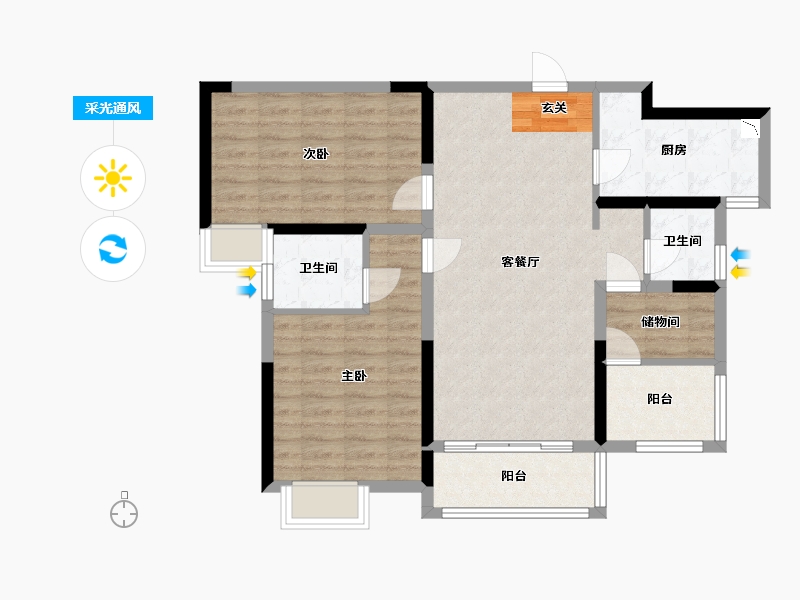 湖南省-长沙市-中建悦和城-86.41-户型库-采光通风