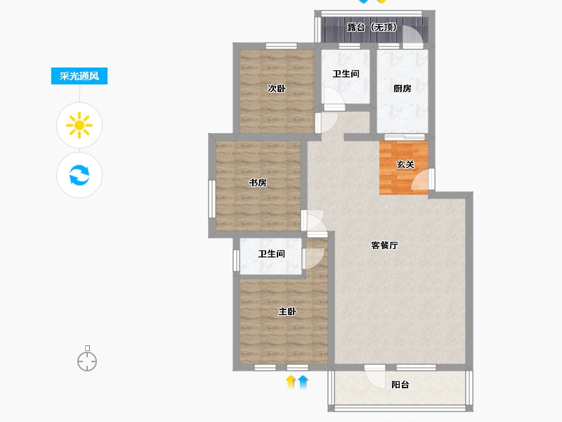 新疆维吾尔自治区-乌鲁木齐市-橄榄庄园-97.57-户型库-采光通风