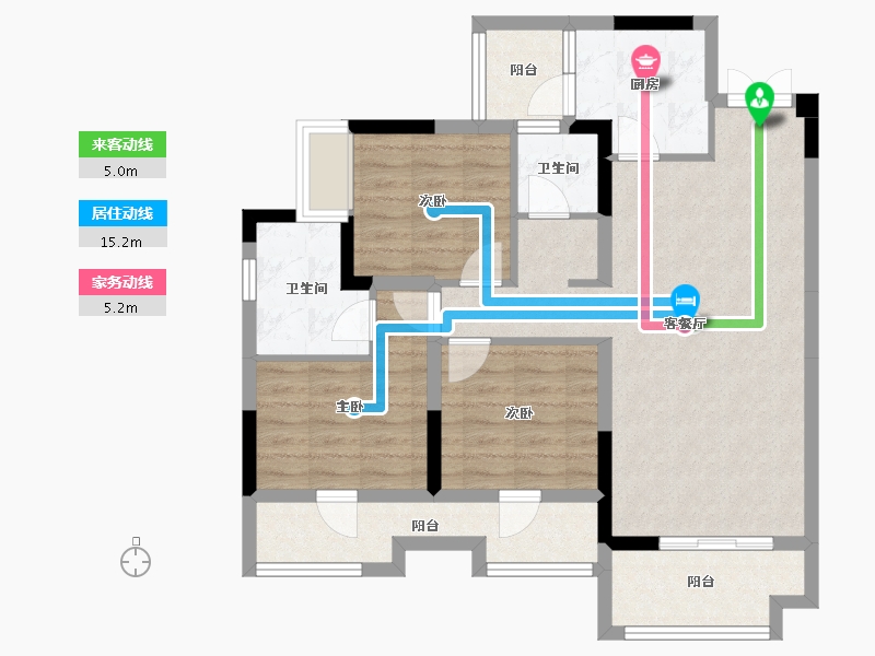 四川省-成都市-香楠国际-87.38-户型库-动静线