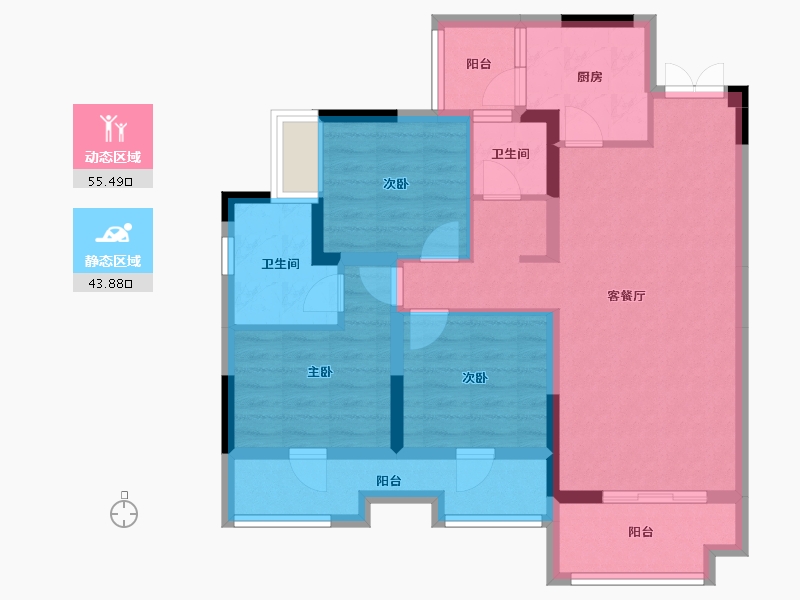 四川省-成都市-香楠国际-87.38-户型库-动静分区