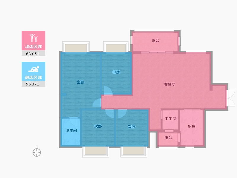 贵州省-贵阳市-中铁阅山湖-112.88-户型库-动静分区