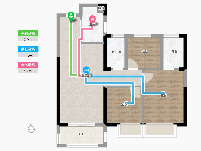 湖北省-武汉市-九坤五环�Z城-66.20-户型库-动静线