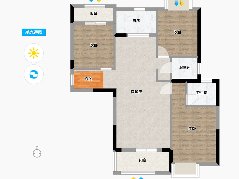 湖北省-武汉市-御湖园-84.40-户型库-采光通风