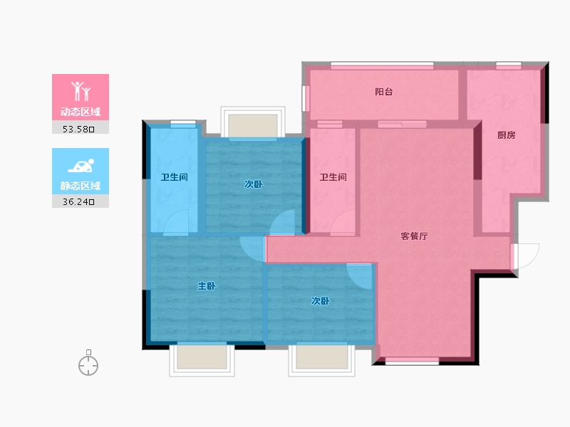 广东省-江门市-雅逸尚都-79.57-户型库-动静分区